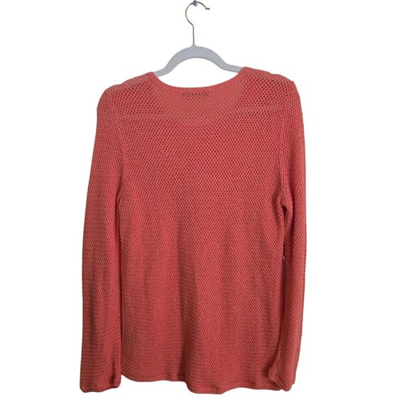 J. Mclaughlin Donna Linen Blend Open Knit Sweater Salmon Size M - Picture 3 of 6
